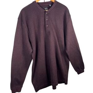 ARROW USA 1851 Men's XL Burgundy Henley‎ Pullover Long Sleeve Sweater